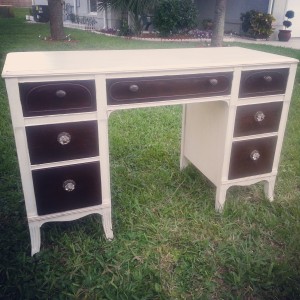Antique White Body and Dark Stain Drawers. 